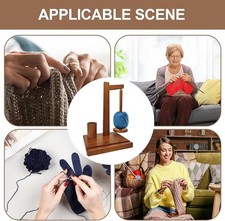 Yarn Holder for Crocheting Wooden Yarn Rack Stand with Phone Stand, Crochet H...