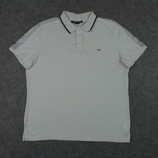 Michael Kors Polo Shirt Mens Medium White Short Sleeve MK Logo Cotton Casual VTG