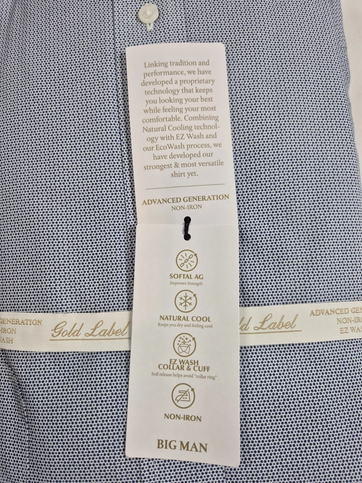 Roundtree Yorke Gold Label Men's Shirt Size 20 34-35 Navy Blue Advance (64) - Image 4 of 4