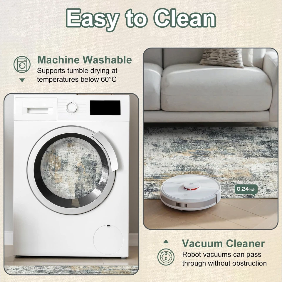 Alfombras lavables para sala de estar 9x12 - Alfombra abstracta moderna neutra grande,... Foto 3 de 4