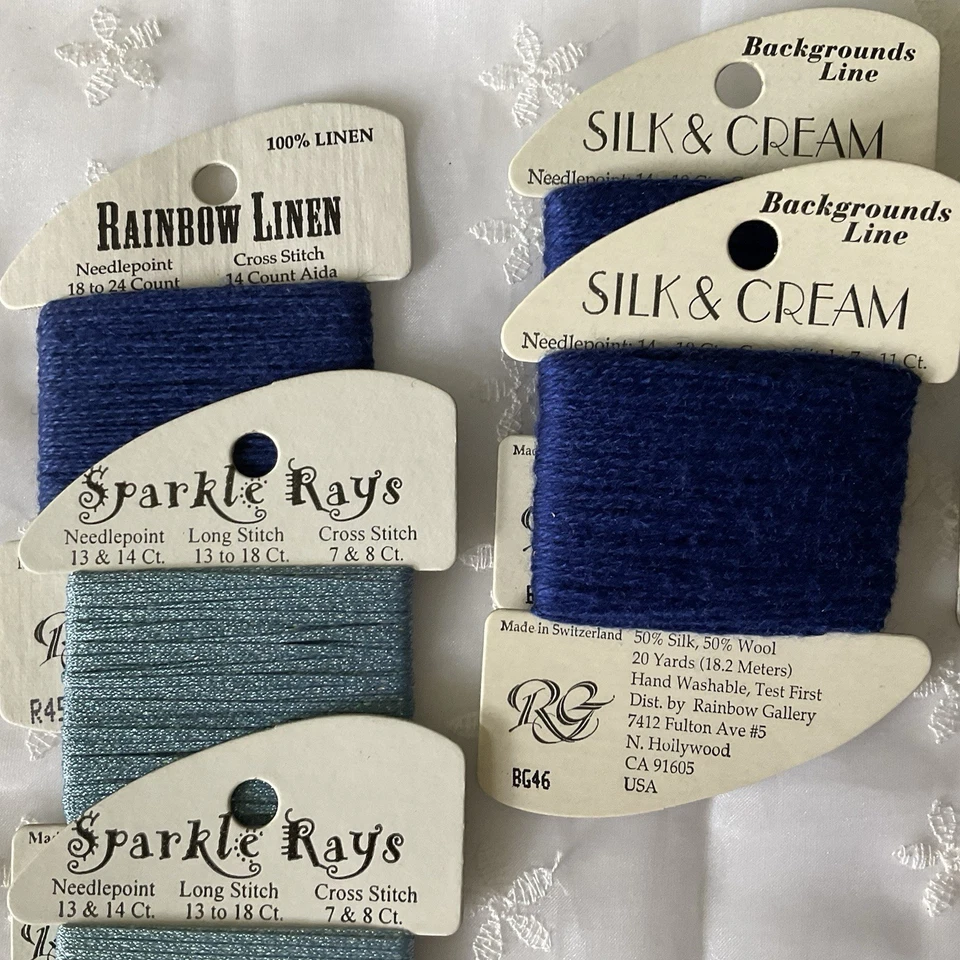 Needlepoint Embroidery Thread Collection Lot of 7 Blues Rainbow Gallery New - Image 2 of 4