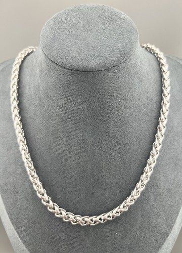 Chunky Necklace Wheat Chain Silver Tone 20”