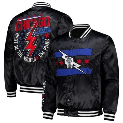 CM Punk Chicago Made Full-Snap Black Varsity Baseball Jacket All Over Printed