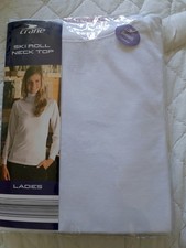 Ladies White Ski Roll Neck Top New Size Small 8/10