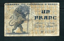 France Chambre de Commerce D Arras 1 Franc  1923
