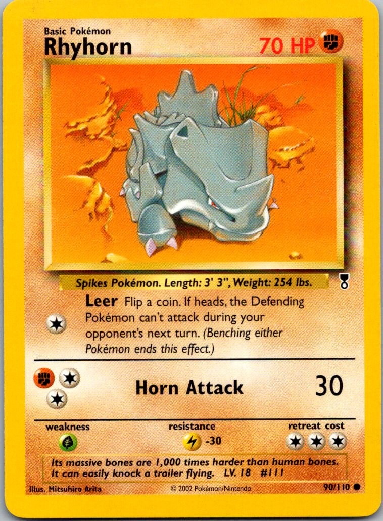 Rhyhorn 90/110 Common Legendary Collection Pokemon Near Mint