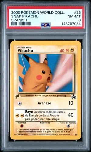 2000 POKEMON PIKACHU WORLD COLL SPANISH #26 SNAP PIKACHU PSA 8