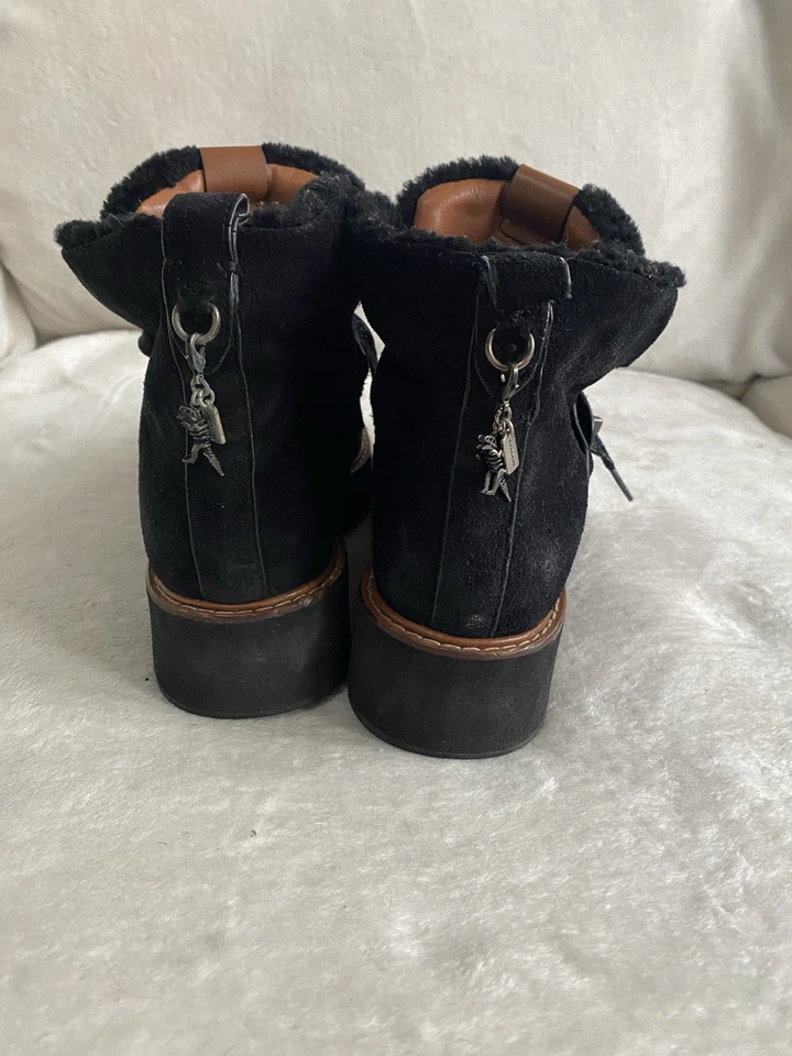 COACH G1354 Shearling Urban Hiker Suede Ankle Boots Sz 9.5B - Image 4 of 4
