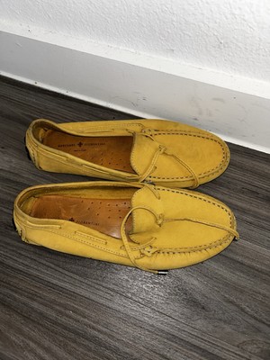 Mercanti Fiorentini Suede Driving Loafers Yellow Comfort Shoes Women s 7.5