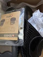 Revere Women’s Nairobi Slip-On Casual Shoe – Black Lizard/Onyx, Size 8W US