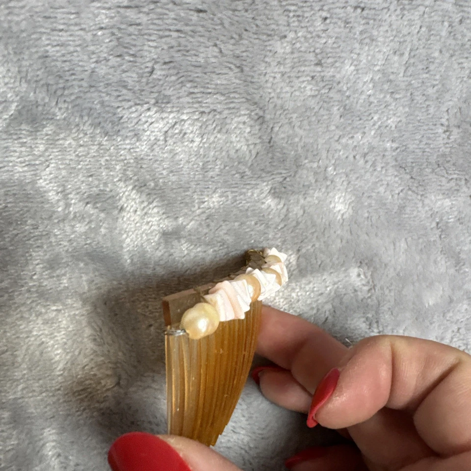 Lote de 4 peines de pelo piedras naturales hueso vintage años 60 70 EE. UU. Cuentas de cerámica hechas artesanalmente Foto 4 de 4