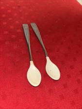 2 Vintage  80  s The First Years Baby Spoons Stainless Soft Bite Rubber Tip
