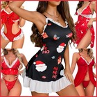 Sexy Women's Christmas Lingerie Set Faux Fur Trim Fancy Outfit Nightwear Costume