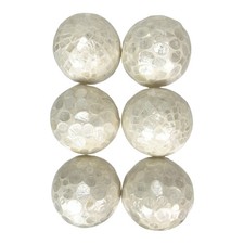 Set of 6 Capiz Shell Deco Spheres 4" White Iridescent Decorative Balls