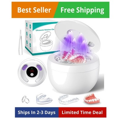 Upgraded Ultrasonic Retainer Cleaner Machine, 45kHz Ultrasonic Dentures Clean...