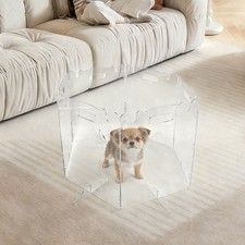 Clear Acrylic 6  Panel Pet Gate Foldable Dog Barrier Safety Fence for Doorways