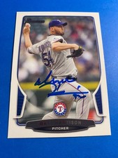 MATT HARRISON 2013 BOWMAN #214 AUTO IP SIGNED TEXAS RANGERS ALL STAR N CAROLINA