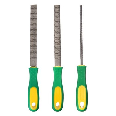 3Pcs, Wood Rasp File Set 6'' Steel Flat Round Half-Round Rasp File Plastic Handle