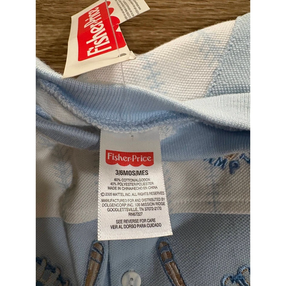 Conjunto de pantalones cortos de béisbol Fisher-Price vintage 2005 bordados 3/6 m retro Y2K Foto 4 de 4