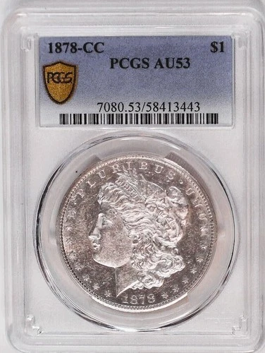 1878 CC $1 Morgan Silver Dollar PCGS AU53 Gold Shield Carson City