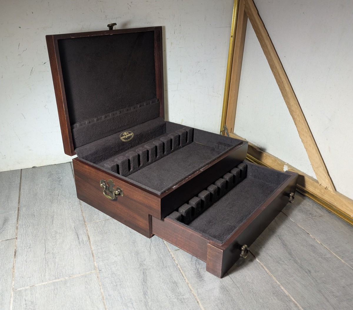 Vtg Reed & Barton Mahogany Wood Silverware Flatware Storage Chest
