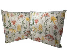 Set of 2 Floral 17x17 Decorative Pillows - Vibrant Yellow & Red Design Bundle