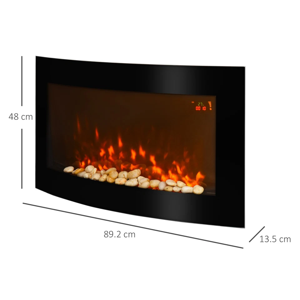 Led Backlit Glass Electric Wall Mounted Fireplace Fire Back Lights 1000/2000W - Image 2 of 4