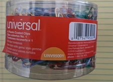 Universal Plastic-Coated Paper Clips, Small (no. 1), Assorted Colors, 500/pack