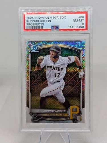 2025 Bowman Chrome Prospects Konnor Griffin #BCP-86 Mojo Refractor Graded PSA 8