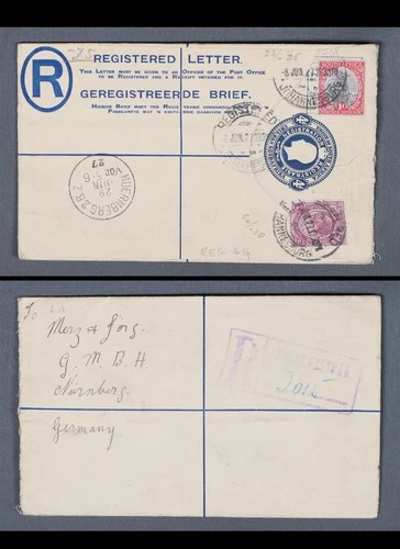 MayfairStamps South Africa 1929 Johannesburg to Nurnberg Germany Uprated Registr