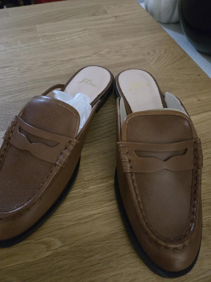 Мокасины без спинки J Crew коричневые без шнуровки 8,5 новые с этикетками 