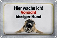 Schild Blech 30X20Cm - Made In Germany - Vorsicht Hier Wache Ich Bissiger Hund M