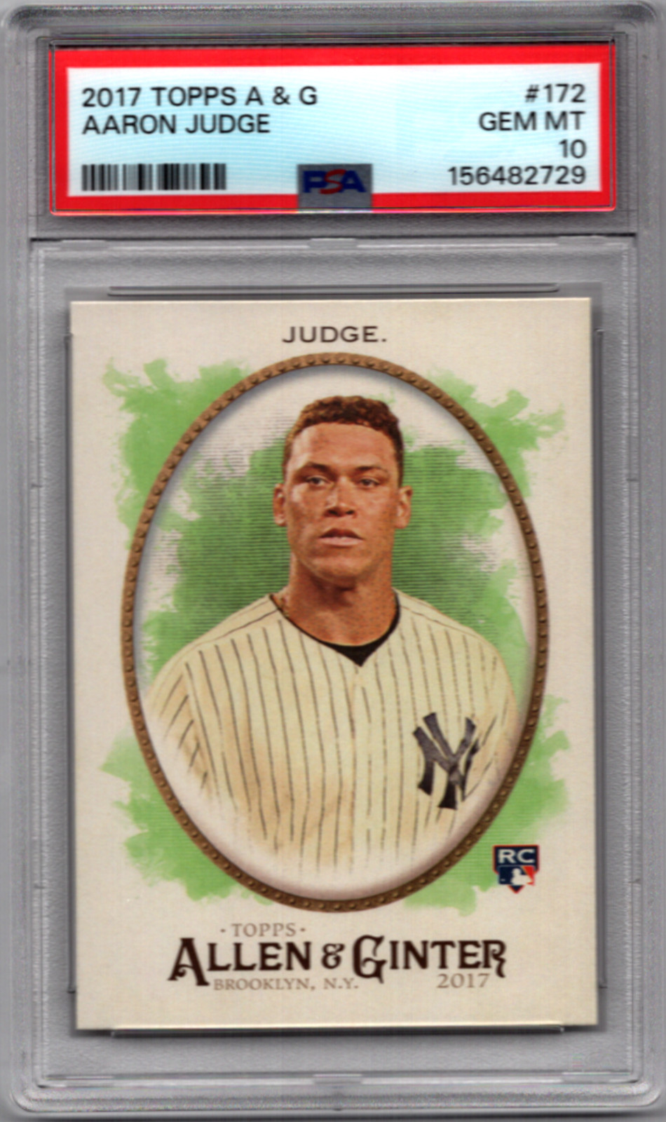 2017 Topps Allen & Ginter No. 172 Aaron Judge PSA 10 Gem Mint RC Yankees