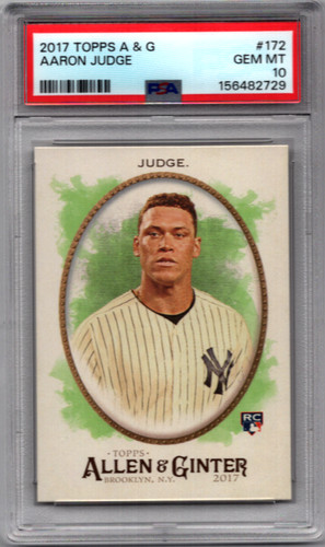 2017 Topps Allen & Ginter No. 172 Aaron Judge PSA 10 Gem Mint RC Yankees