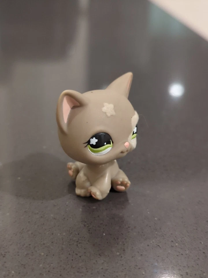 Littlest Pet Shop #467 Gray Shorthair Cat Flocked Fuzzy - Image 2 of 4