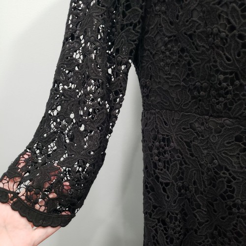 Talbots Womens 6 Black Eyelet Lace Dress Sheath Lace Sleeves Cocktail Formal - Picture 3 of 17