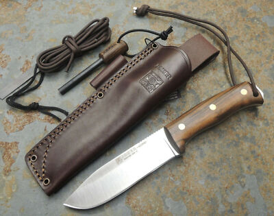 Joker Nomad Bushcraft Messer N695 Stahl Walnussholz Lederscheide Feuerstarter