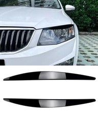 Skoda Octavia Mk3 2015-2017 Headlight Eyebrows Eyelids GLOSS BLACK Abs Trim Cove