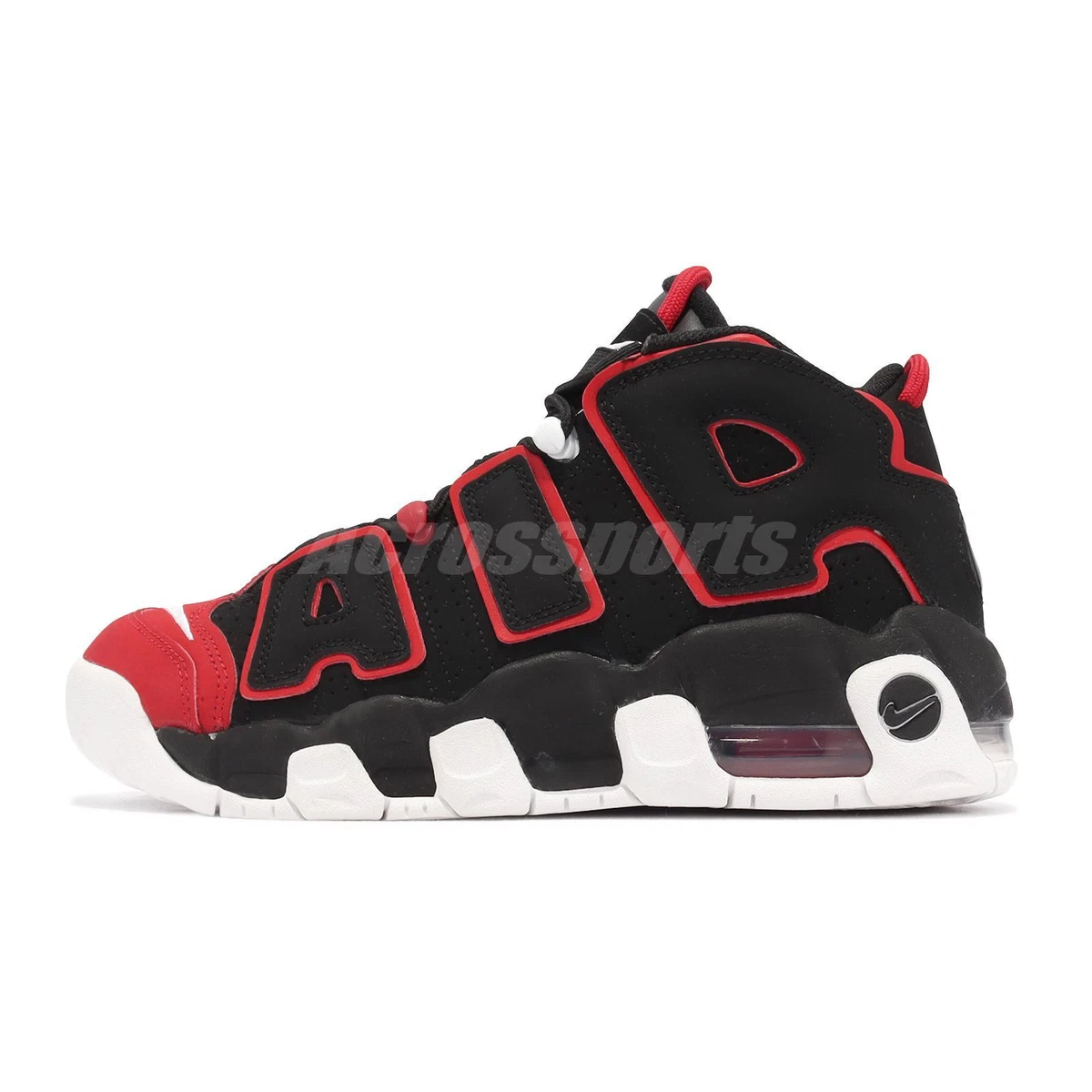 Nike Air More Uptempo GS Red Toe Black White Junior Kids Women Casual  FB1344-001