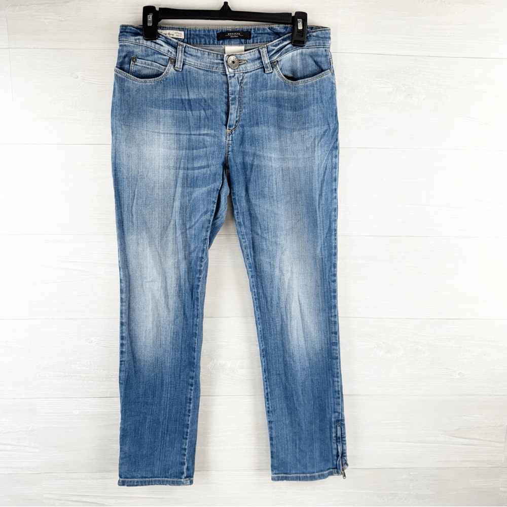 Weekend MaxMara Rhinestone Zipper Ankle Cropped Skinny Jeans