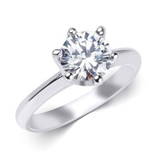 1 Carat CZ Solitaire Ring Round Cut Wedding Engagement Authentic Sterling Silver