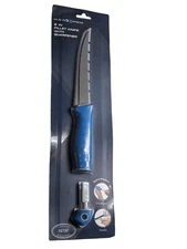 H20 Xpress 6" Stainless Fillet Knife With Sharpner And Sheath - Brand New/Sealed