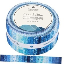 Jelly Roll Fabric Strips for Quilting, Crafting, and Sewing, 40 Eternal Bleu