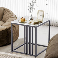 Beistelltisch Weiß Marmor Sofatisch Klein Couchtisch Nachttisch Wohnzimmer 40x40