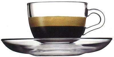 Pasabahce Glas Espressotassen & Untertassen Teller 90 ml 6er Set