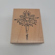 Stampa Barbara Leaf Fairy Ballerina Wood Mounted Rubber Stamp Cute Faeries Dance