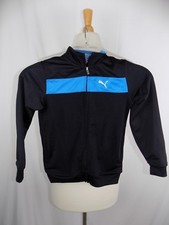 Puma Sport Lifestyle Kids Full Zip Warmup Jacket Black Royal Blue Size 6