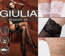 Giulia Passion Clásico Delgado Mujer Medias Florales con Corona Ancha Encaje 20 Den