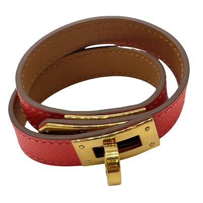 Auth HERMES Kelly Double Tour T Mark Bracelet TFS 006 GX