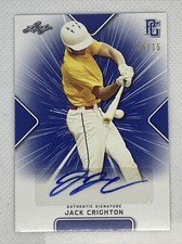 2021 LEAF PERFECT GAME BLUE JACK CRIGHTON PAPER RC AUTO # 15/15